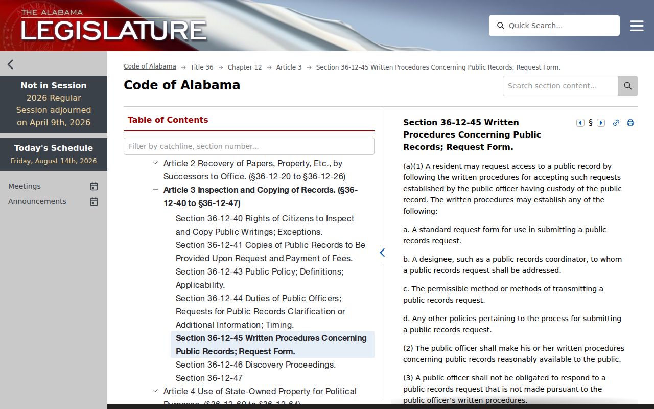 Tuscaloosa residents directory Alabama Open Records Law
